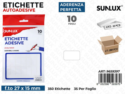Sunlux Etichette Autoadv 350PCS 10FF 27*15MM