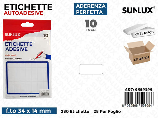 Sunlux Etichette Autoadv 280PCS 10FF 34*14MM