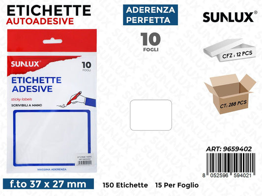 Sunlux Etichette Autoadv 150PCS 10FF 37*27MM