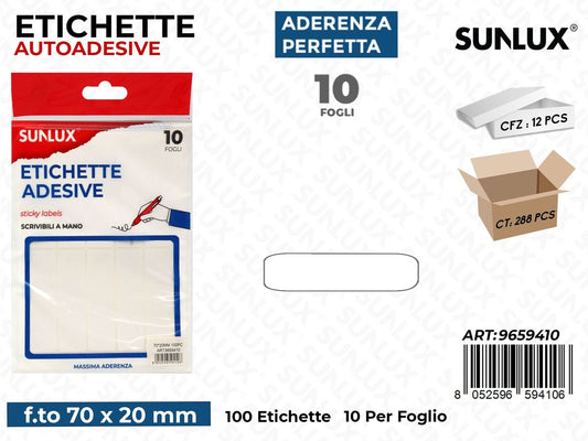 Sunlux Etichette Autoadv 100PCS*10FF 70*20MM