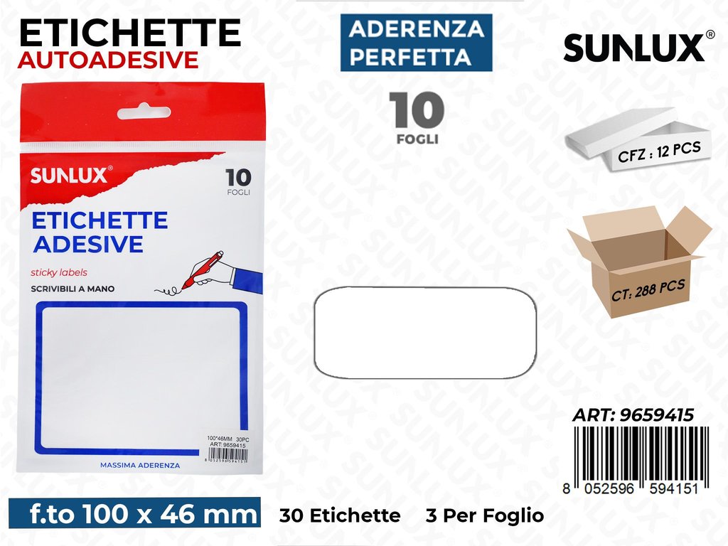 Sunlux Etichette Autoadv 30PCS*10FF 100*46MM