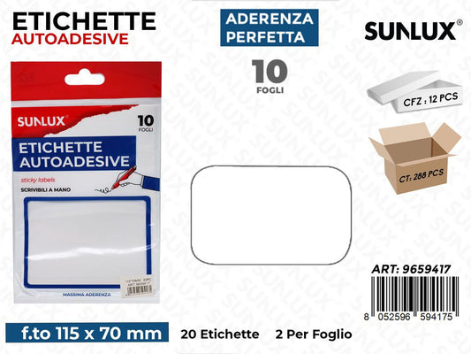 Sunlux Etichette Autoadv 20PCS 10FF 115*70MM