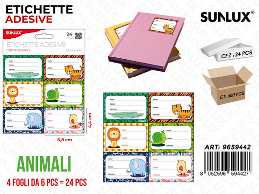 Sunlux Etichette Adv Animal 24PCS 6.8*4.4CM