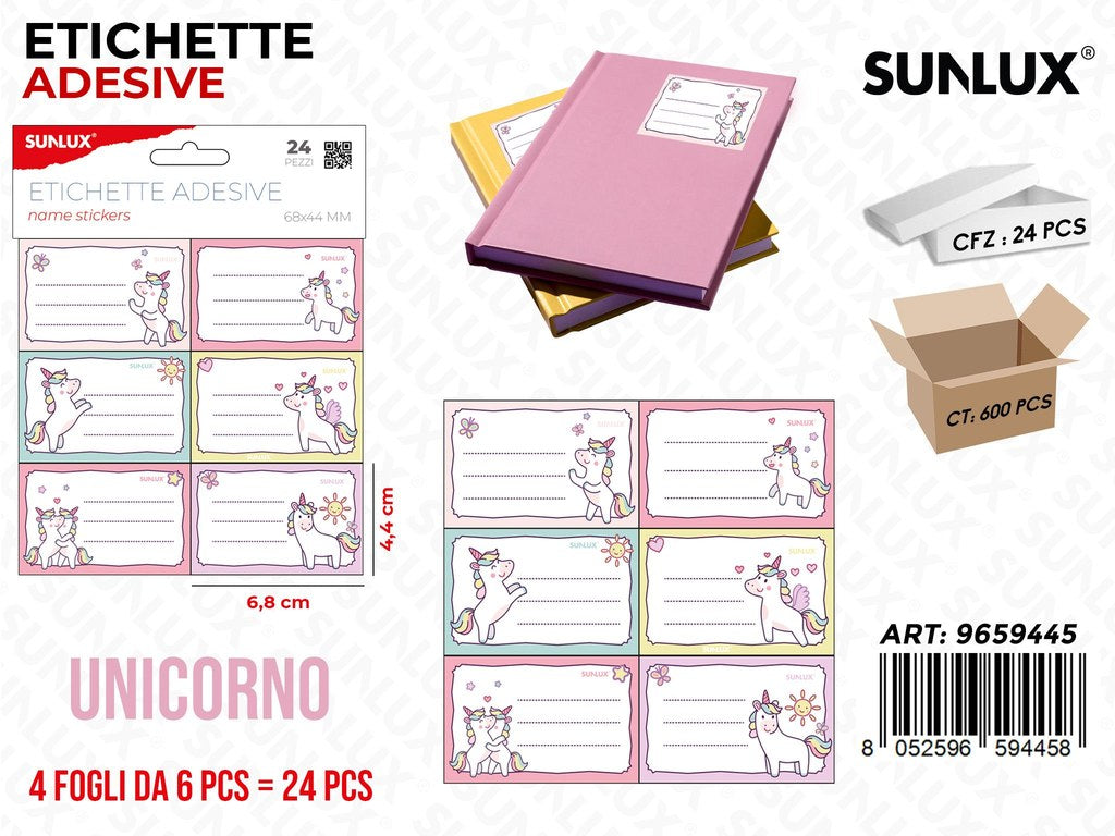 Sunlux Etichette Adv Unicorn 24PCS 6.8*4.4CM