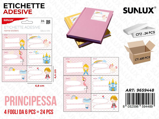 Sunlux Etichette Adv Princess 24PCS 6.8*4.4CM