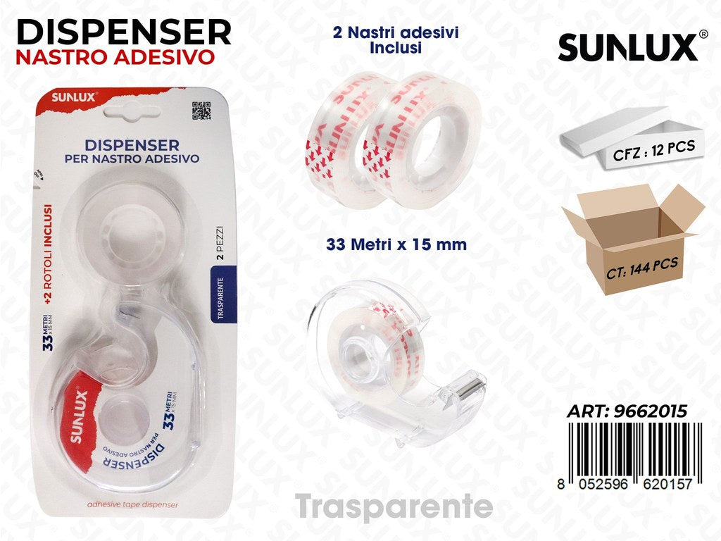 Sunlux Dispenser c/ Nastro Trasp. 33MT*15MM