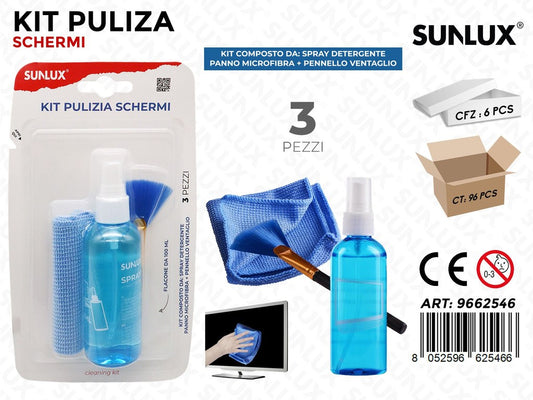 Sunlux Kit Pulizia Schermi 3PCS