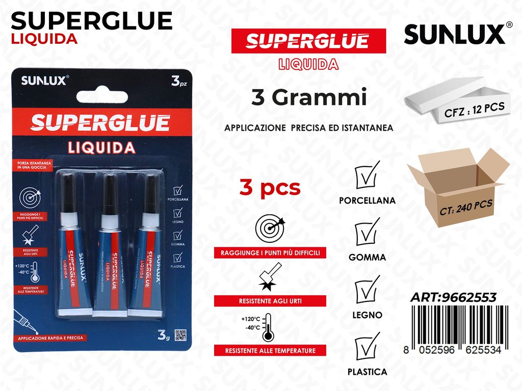 Sunlux Superglue Liquida 3PCS 3GR