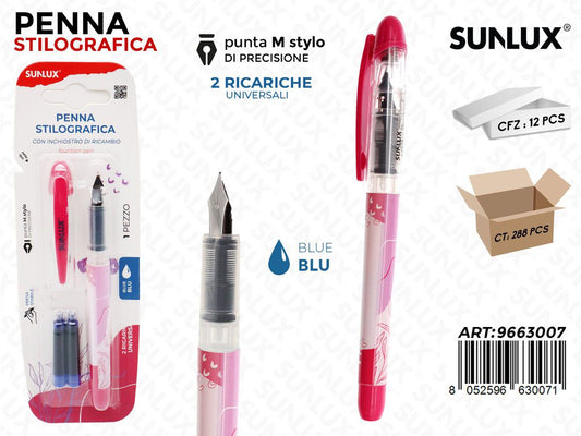 Sunlux Penna Stilografica Blu c/ 2RICARICHE