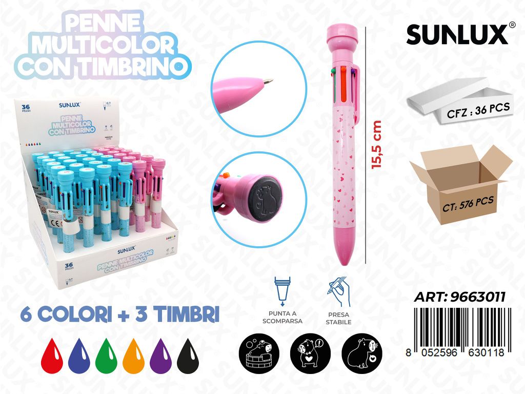 Esp. Penne Multicolor C/Timbro 15.5Cm