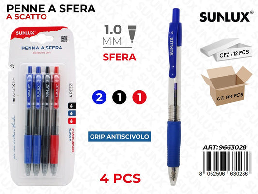 Sunlux Penna Sfera Col. Ass. 4PCS 1.0MM