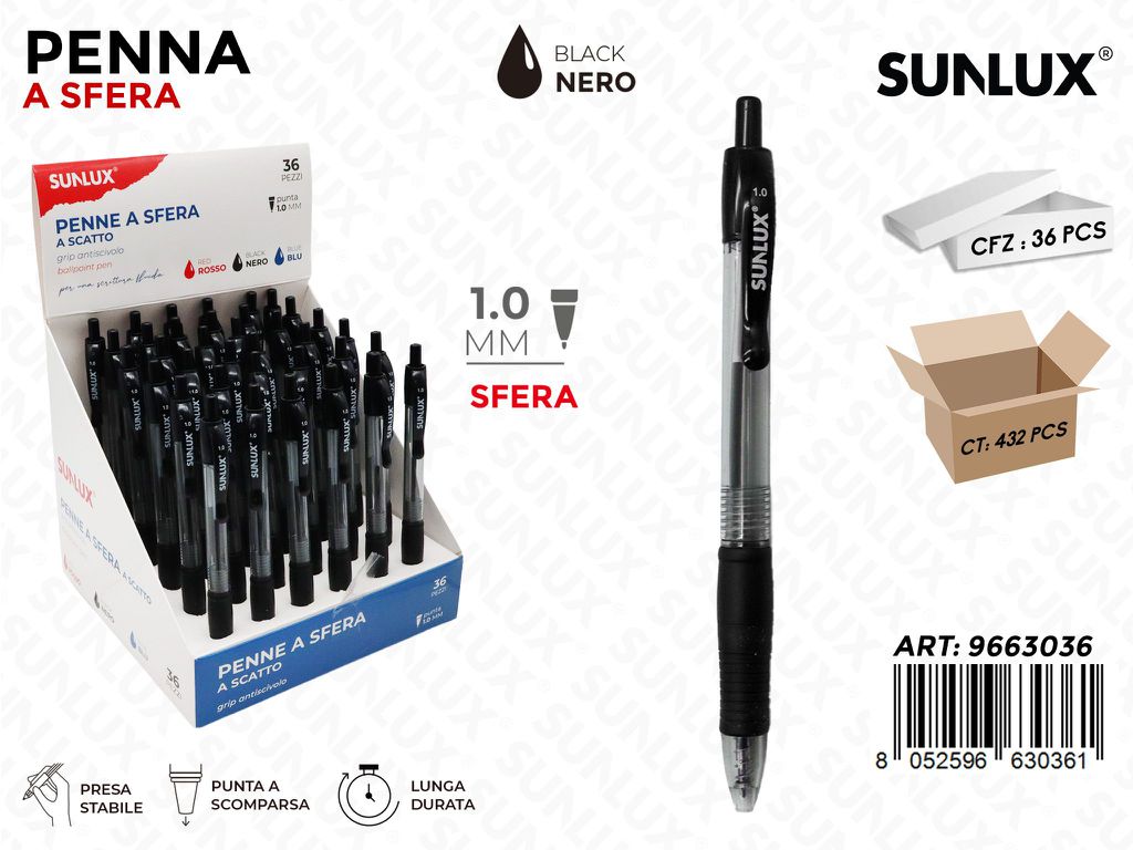 Sunlux Esp. Penna a Sfera Nero 1.0MM