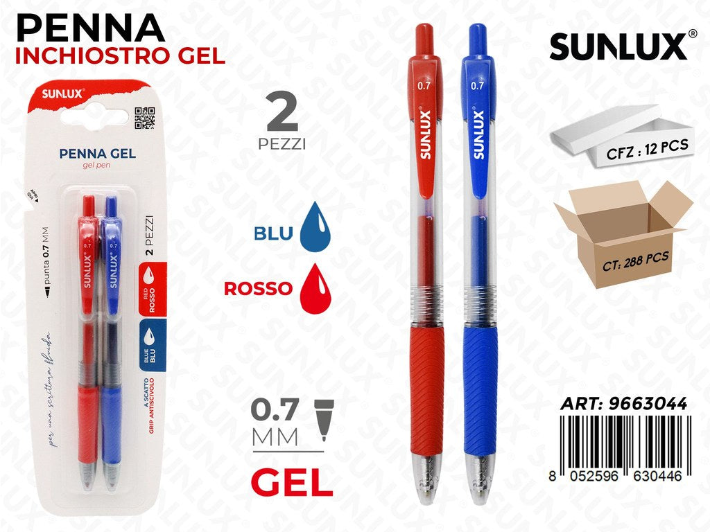 Sunlux Penna Gel 0.7MM 2PCS 2COL.