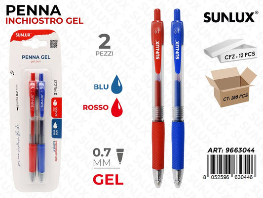 Sunlux Penna Gel 0.7MM 2PCS 2COL.