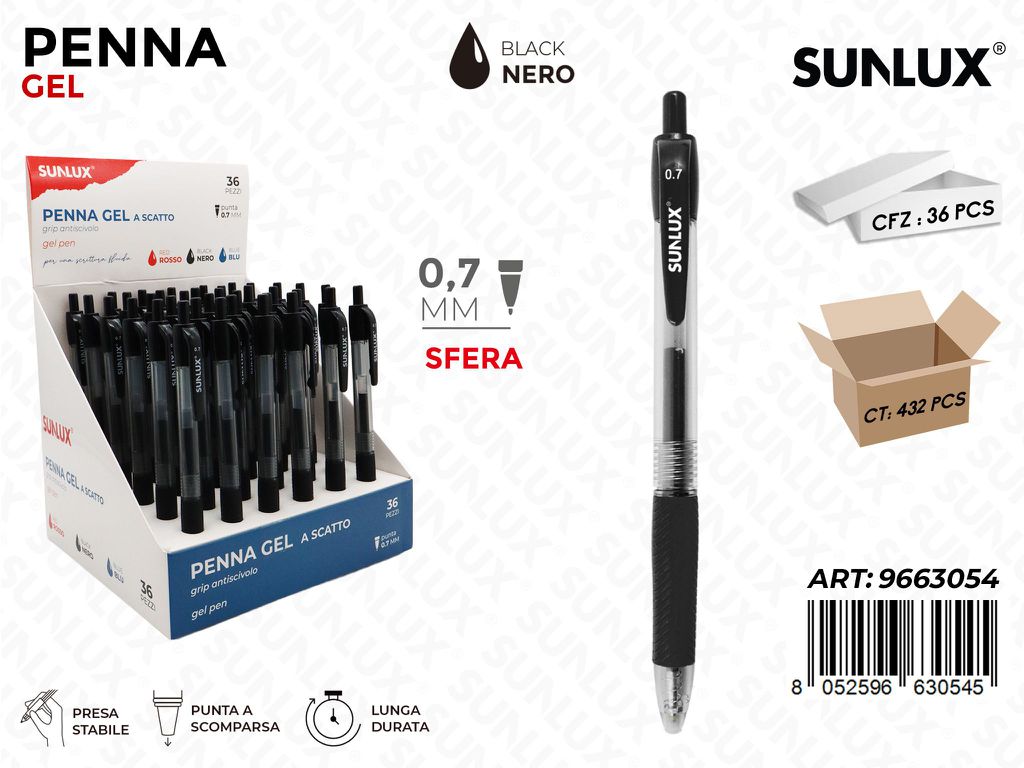 Sunlux Esp. Penne Gel Nero 0.7MM