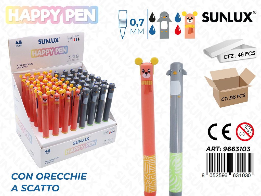 Happy Pen A Scatto Bicolore Ass.0.7Mm