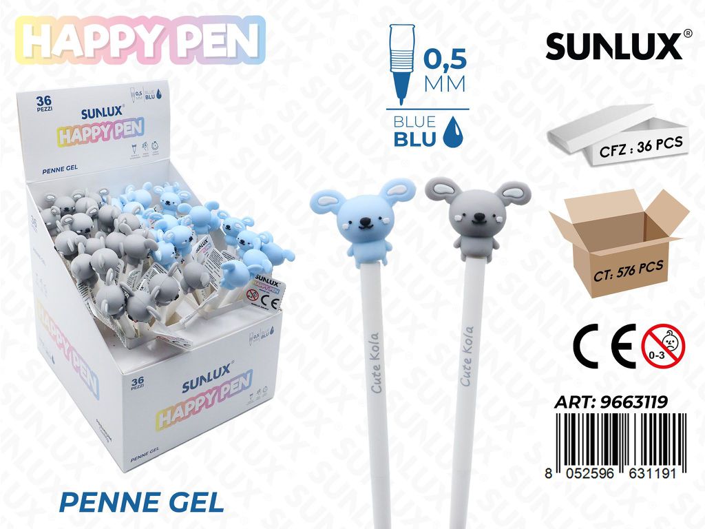 Happy Pen Gel Ass. Blu 0.5Mm Koala