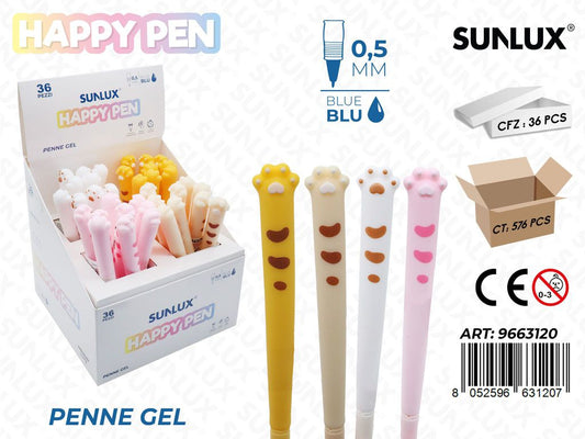 Happy Pen Gel Ass. Blu 0.5Mm Zampette