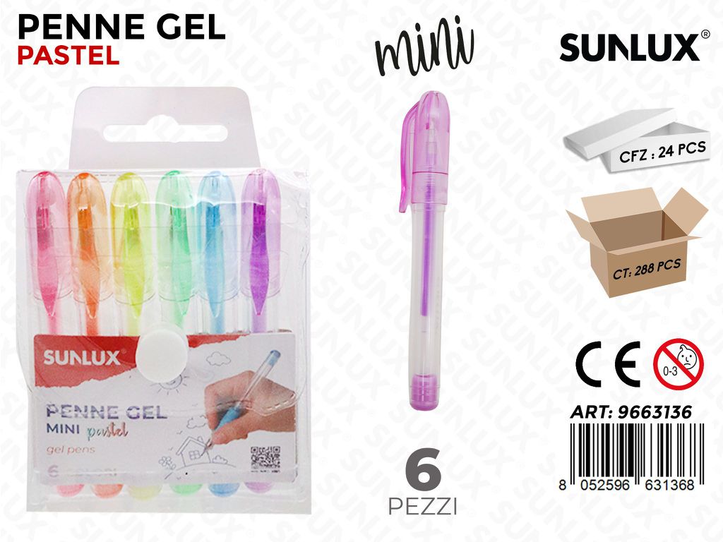 Sunlux Penne Gel Mini Pastel 6PCS Ass.