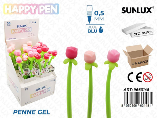 Happy Pen Gel Ass. Blu 0.5Mm Fiore