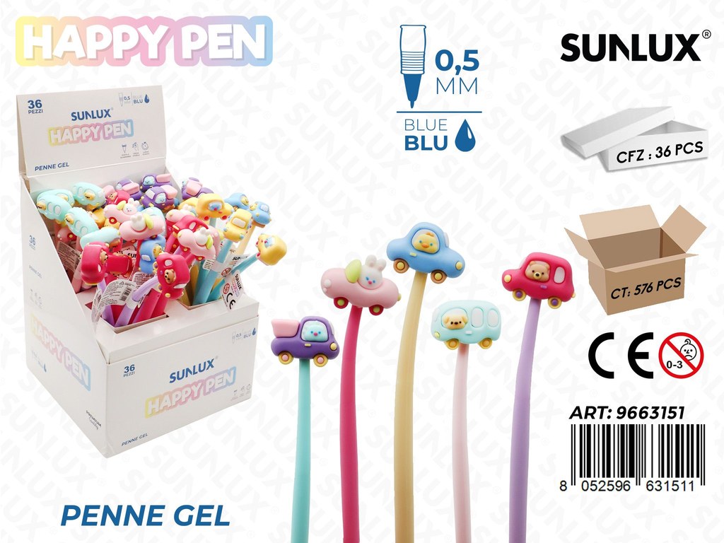 Happy Pen Gel Ass. Blu 0.5Mm Macchine