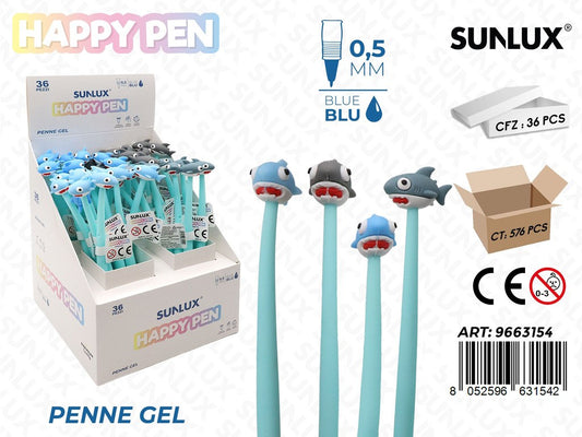 Happy Pen Gel Ass. Blu 0.5Mm Squalo