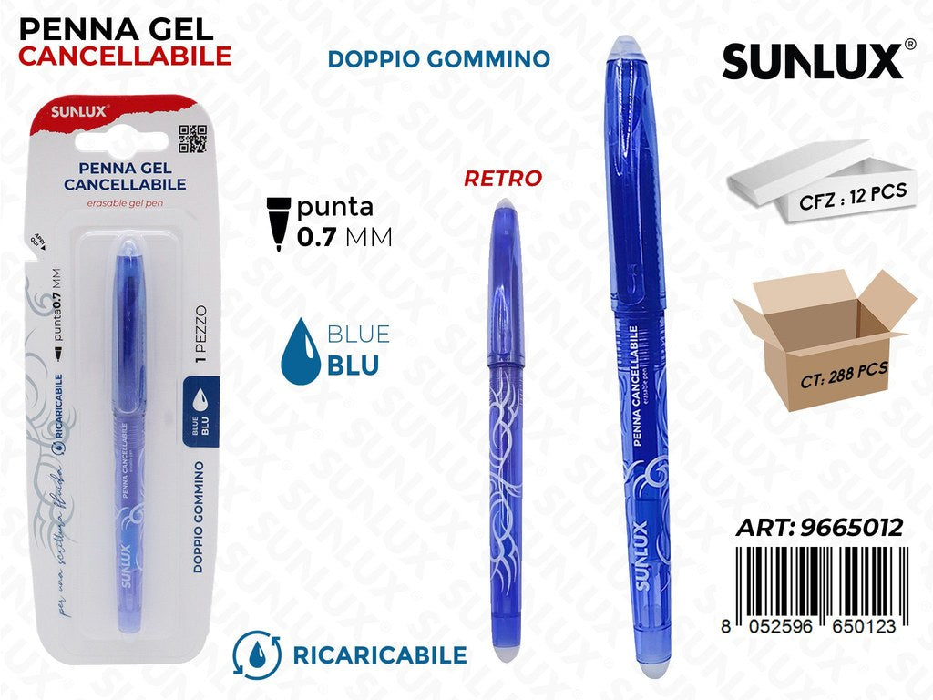 Sunlux Penna Gel Cancellabile Blu 0.7MM