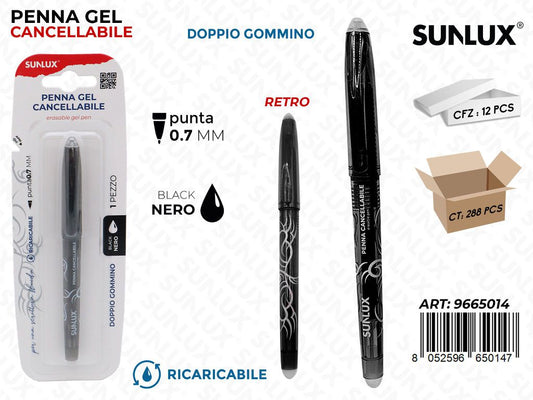 Sunlux Penna Gel Cancellabile Nero 0.7MM