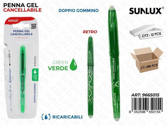 Sunlux Penna Gel Cancellabile Verde 0.7MM