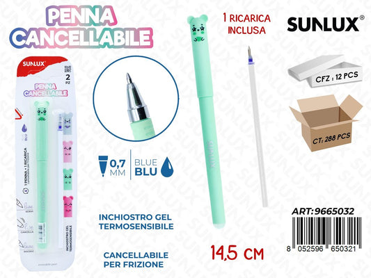 Penna Cancell. C/ Ricar. Blu 0.7Mm 14.5Cm