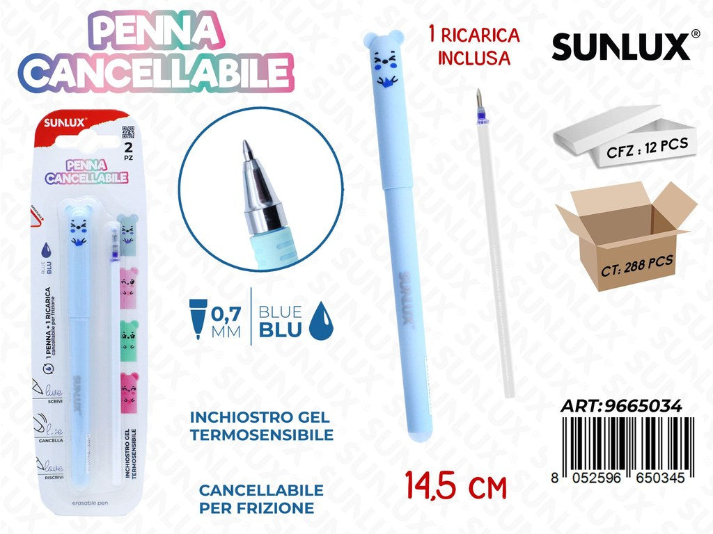 Penna Cancell. C/ Ricar. Blu 0.7Mm 14.5Cm