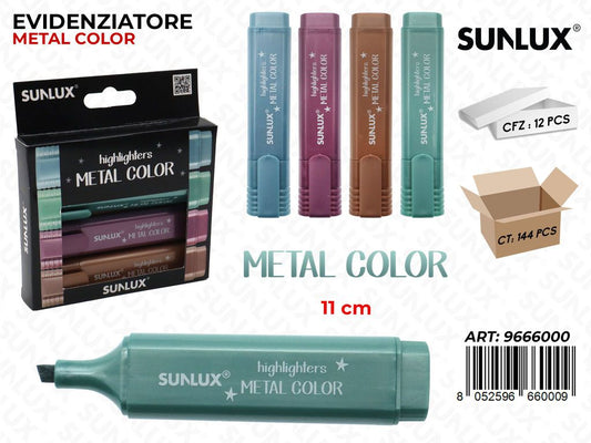 Sunlux Evidenziatore Metal Glitter 4COL. 11CM