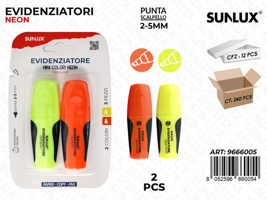 Sunlux Evidenziatori Mini Neon 2-5MM 2PCS Ass.