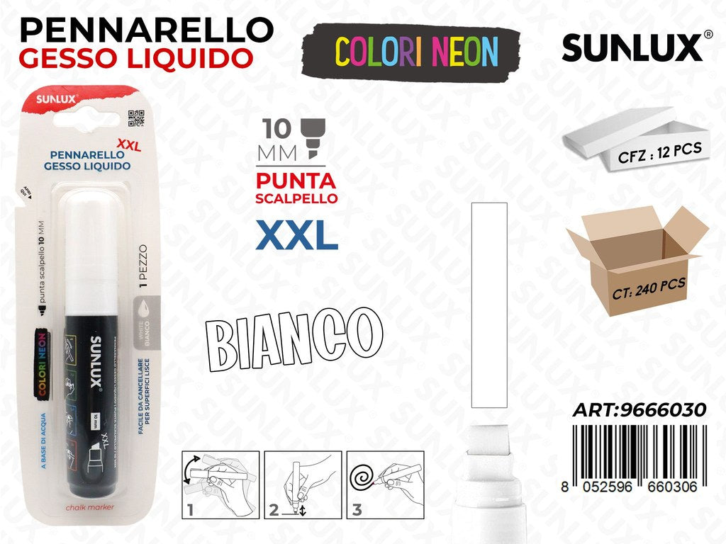 Sunlux Bl. Pennarello Xxl Gesso Liqu. Bianco Neon
