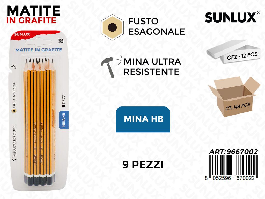 MATITE IN GRAFITE HB 9PCS