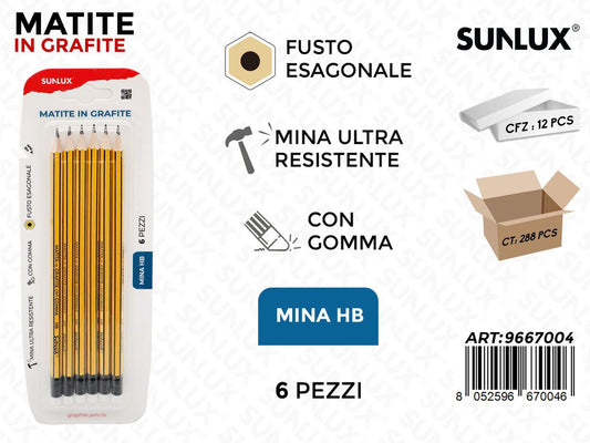 Sunlux Matite in Grafite Hb 6PCS