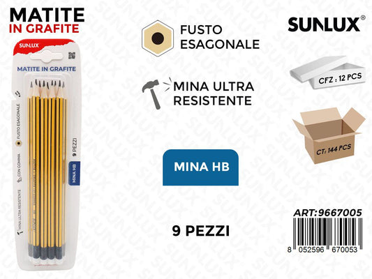 Sunlux Matite in Grafite Hb 9PCS