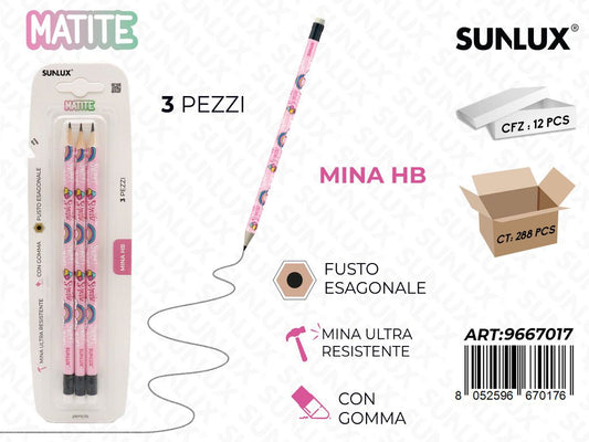 Matite Rainbow 3Pcs Hb Con Gomma
