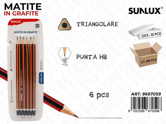 Sunlux Matite Grafite Hb Triang. 6PCS