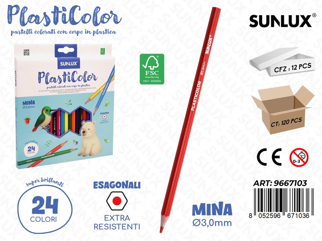 Sunlux Plasticolor 24COL. Ass. D.3MM