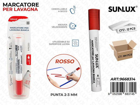 Sunlux Bl. Marcatore Lavagna Rosso 3PCS 2-3MM