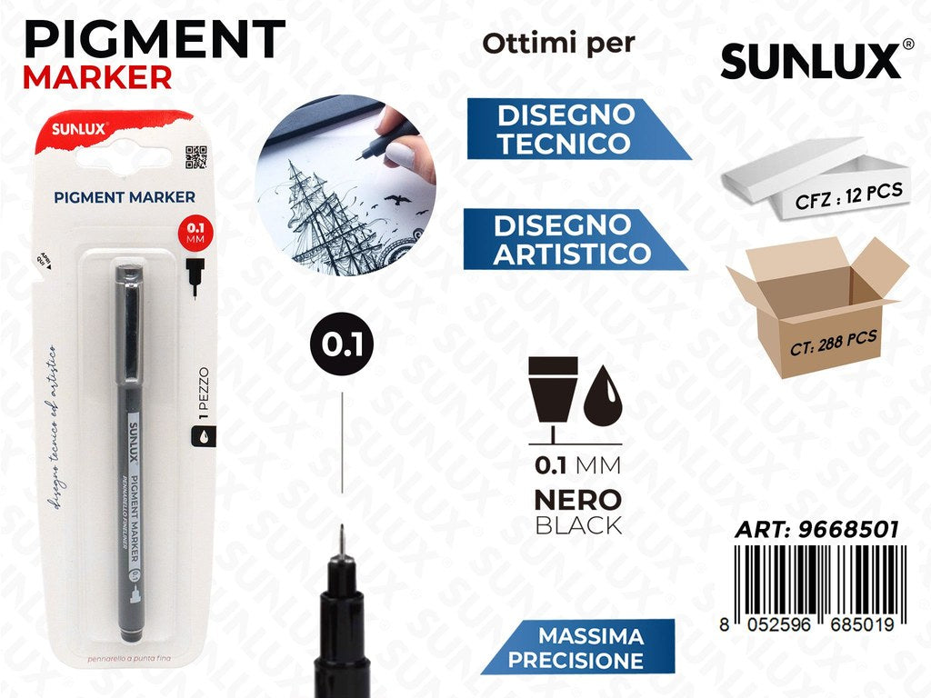Sunlux Pigment Marker Nero 0.1MM