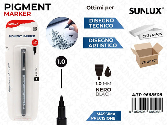 Sunlux Pigment Marker Nero 0.8MM