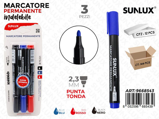 Sunlux Marcatore Perman. Indel. 3PCS Ass. 2.3MM