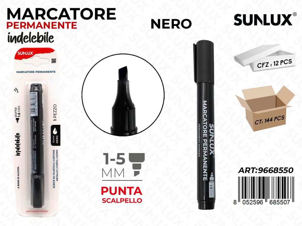 Sunlux Bl. Marcatore Perman. Indel. Nero 1-5MM