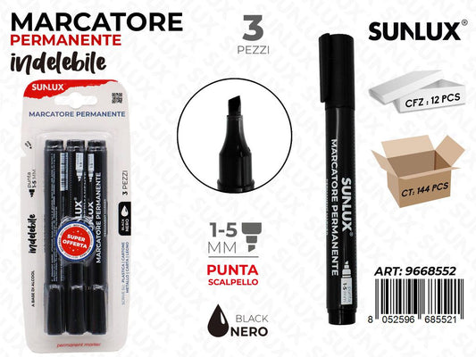 Sunlux Sunlux Marcatore Perman. Indel. Nero 1-5MM 3PCS