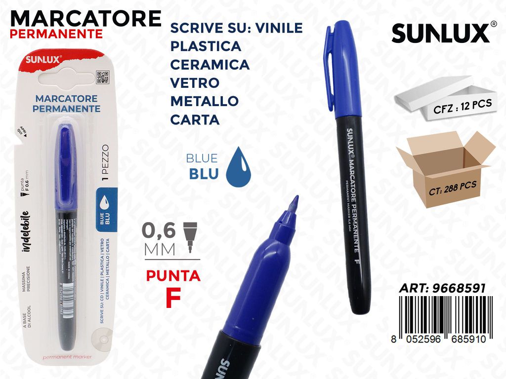 Sunlux Marcatore Permanente Blu F 0.6MM