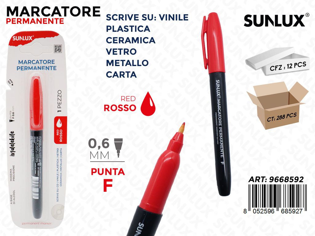 Sunlux Marcatore Permanente Rosso F 0.6MM