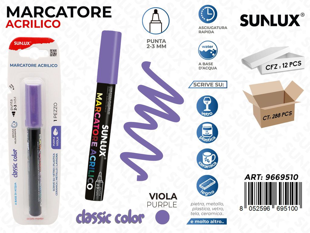 Sunlux Marcatore Acrilico Viola 2-3MM