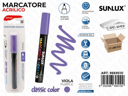 Sunlux Marcatore Acrilico Viola 2-3MM